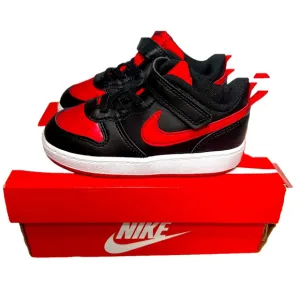 Nike Court Borough Low 2 Toddler Kids Sneaker Shoes Black and Red Shoe size 8c