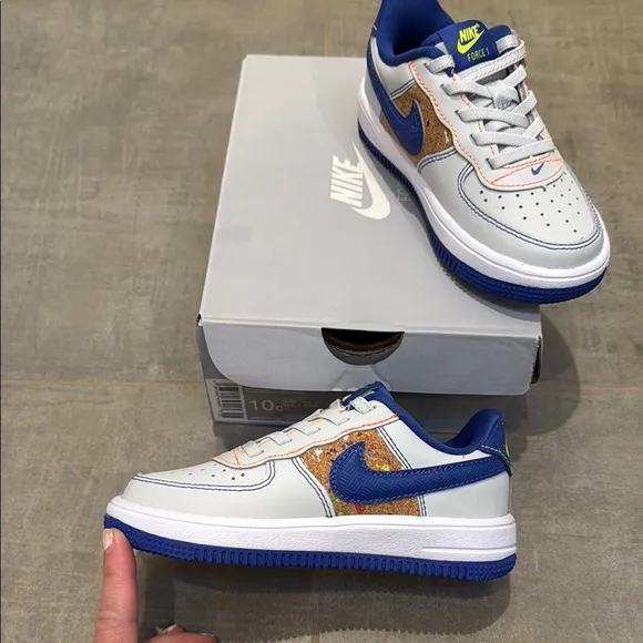 Nike Force 1 Low Easy On PS Photon Dust Blue Cork Blue and Gray, new in box, 10c