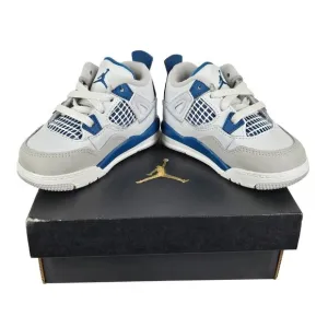 NIKE JORDAN 4 RETRO TODDLER (TD) OFF WHITE/MILITARY BLUE SIZE 6C BQ7670 141
