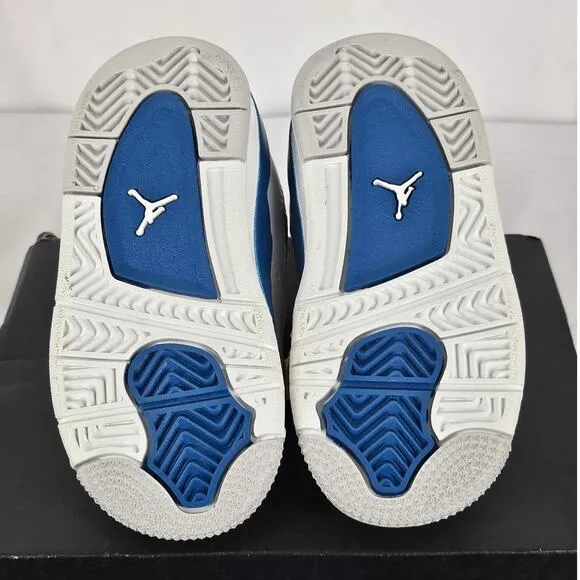 NIKE JORDAN 4 RETRO TODDLER (TD) OFF WHITE/MILITARY BLUE SIZE 6C BQ7670 141