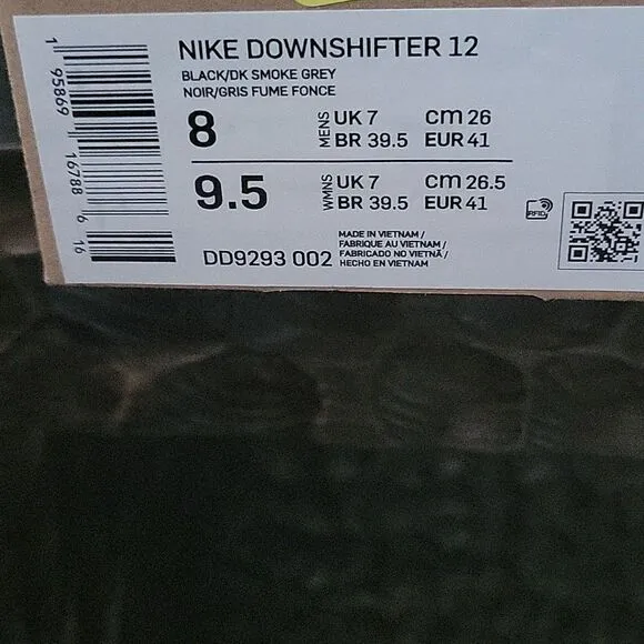 Nike mens Downshifter 12 Shoes, Black/Black,unisex size Men's 8 Women's 9,5.