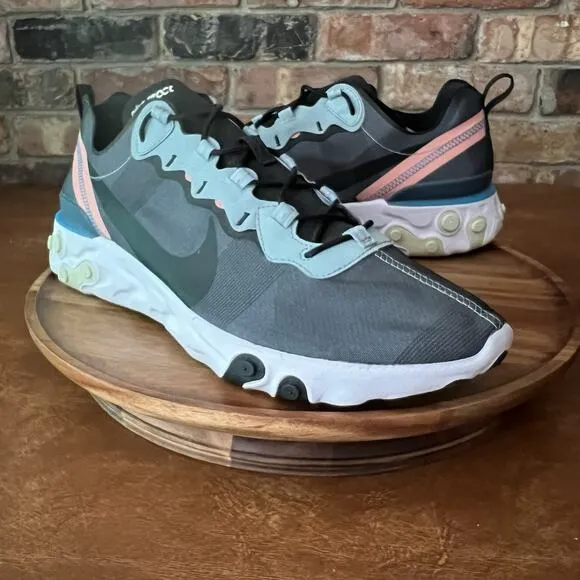 Nike Mens React Element 55 BQ6166-300 Gray Running Shoes Sneakers Size 13 M