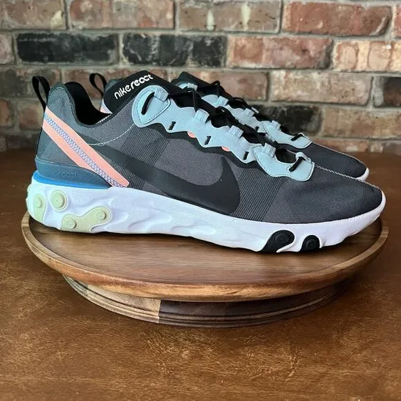 Nike Mens React Element 55 BQ6166-300 Gray Running Shoes Sneakers Size 13 M