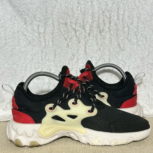 Nike React Presto Youth Black Phantom Red Chatty Running Sneakers Shoes SZ 6Y