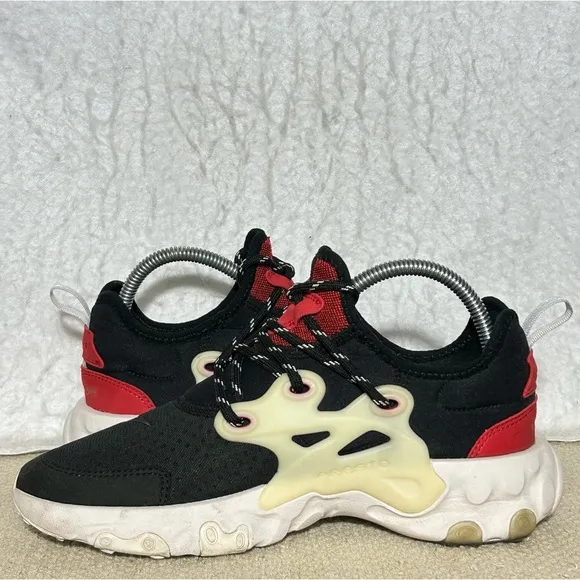 Nike React Presto Youth Black Phantom Red Chatty Running Sneakers Shoes SZ 6Y