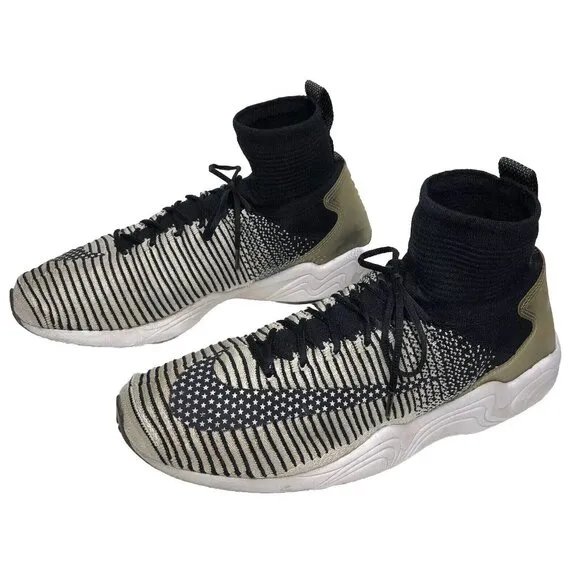 NIKE Zoom Mercurial Mens Size 10.5 Flyknit FC Black White Gray Shoes Sneakers