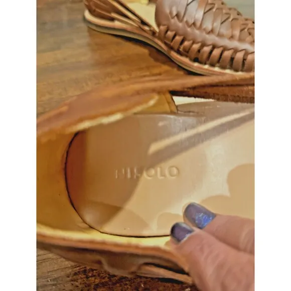 Nisolo Men's Huarache Sandal, Brown 10 1/2 New in box with Dust bag