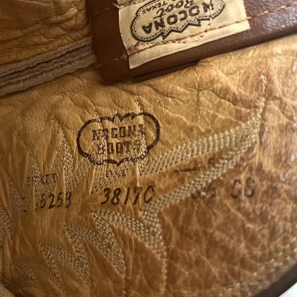 Nocona Cowboy Boots Brown Leather Mens 8.5D Made in USA 3817C Western Stitching