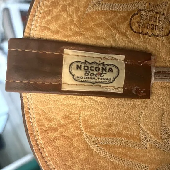 Nocona Cowboy Boots Brown Leather Mens 8.5D Made in USA 3817C Western Stitching
