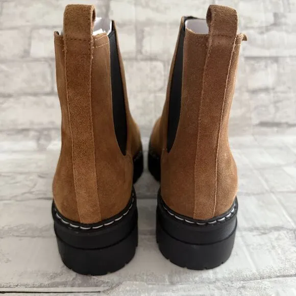 NWB MARC FISHER Womens Padmia Suede Pull On Chelsea Boots Light Natural 9M