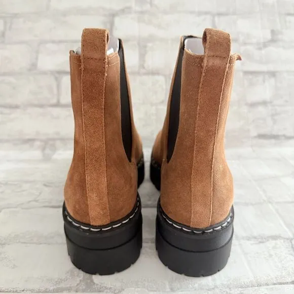 NWB MARC FISHER Womens Padmia Suede Pull On Chelsea Boots Light Natural 9M
