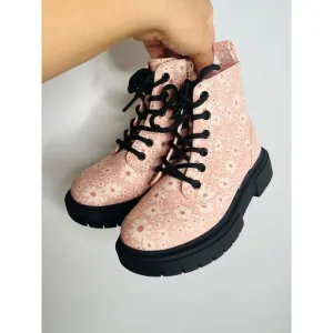 NWOB Art Class Kids Floral Lace Up Zipper Boots Size 1