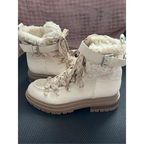 NWOB Circus by Sam Edelman Women 7.5 Hiker Boots Modern Ivory Gretchen Shearling