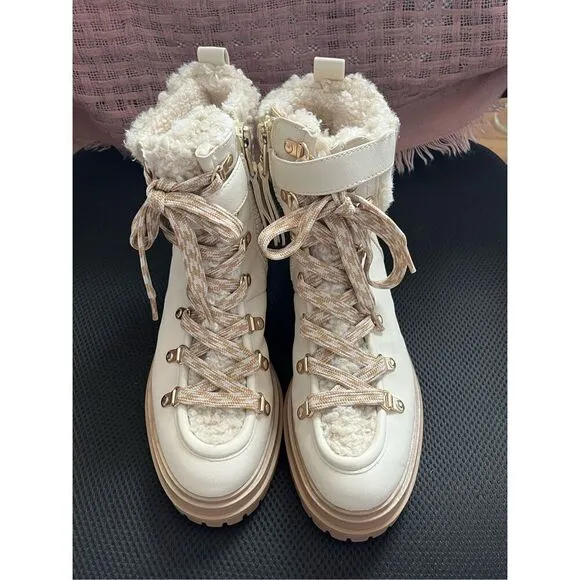 NWOB Circus by Sam Edelman Women 7.5 Hiker Boots Modern Ivory Gretchen Shearling