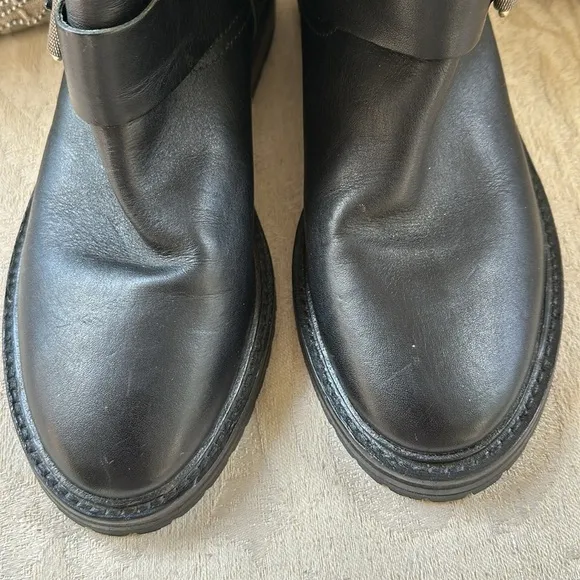 NWOB RAG &amp; BONE MOTO COMBAT LEATHER BOOTS BLACKSUZE 8 new​