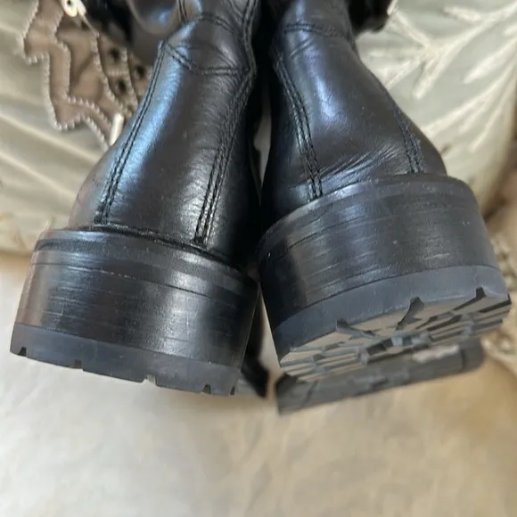 NWOB RAG &amp; BONE MOTO COMBAT LEATHER BOOTS BLACKSUZE 8 new​