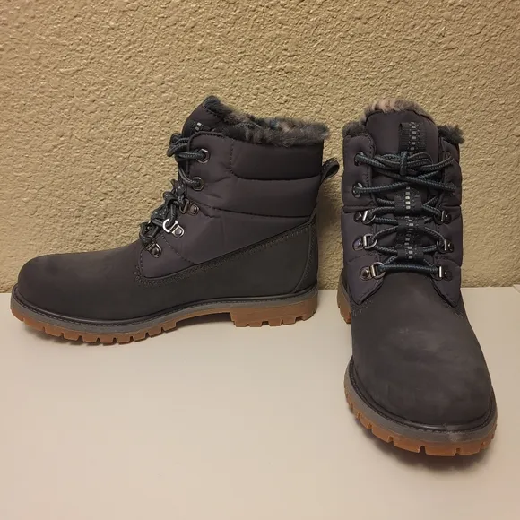 NWOB Timberland Dark Grey Nubuck Premium 6-Inch Warm Lined Boots Size 8½