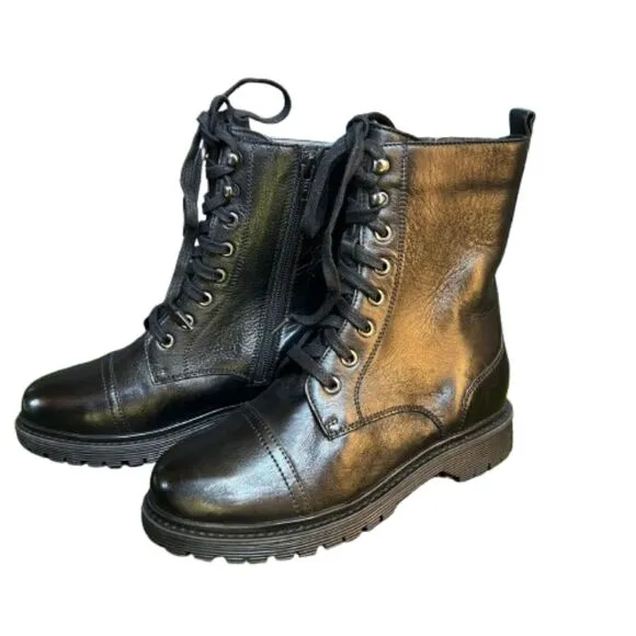 NWOB Zodiac Women's Bruna Lace Up Black Combat Ankle Boots Size 5-$105