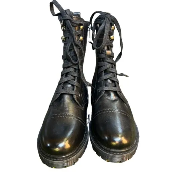 NWOB Zodiac Women's Bruna Lace Up Black Combat Ankle Boots Size 5-$105