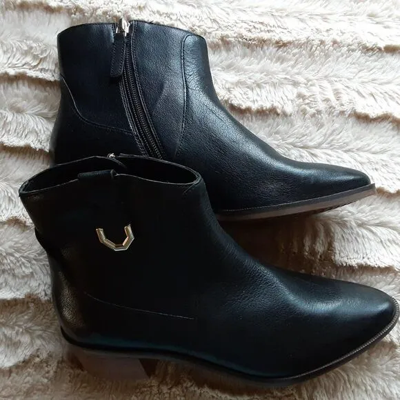 NWOT Cole Haan Maci Black Leather Pointed Toe Booties 6.5B