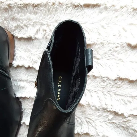 NWOT Cole Haan Maci Black Leather Pointed Toe Booties 6.5B