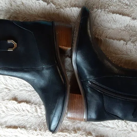 NWOT Cole Haan Maci Black Leather Pointed Toe Booties 6.5B