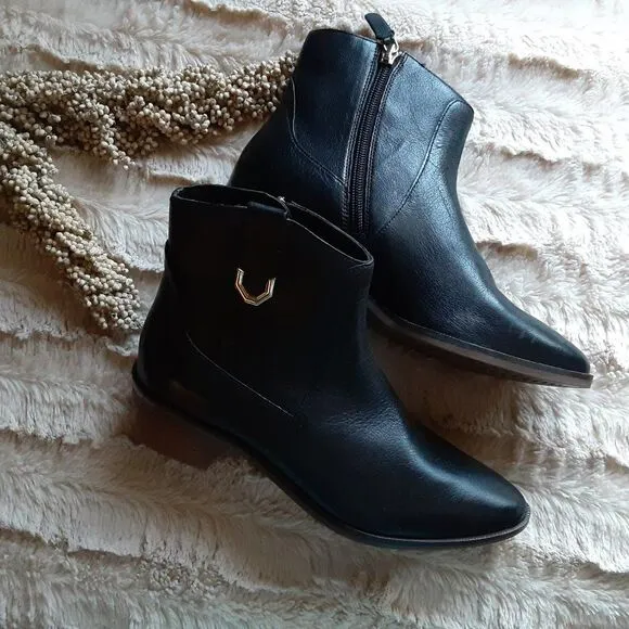 NWOT Cole Haan Maci Black Leather Pointed Toe Booties 6.5B
