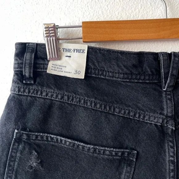 NWOT Free People Westwood Mid Rise High Low Distressed Cut Off Short Size 30
