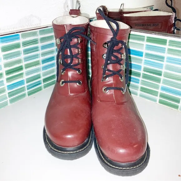 NWOT ILSE JACOBSEN hornbæk Short Rubber Rain Boots Lined Brick Red SZ: 9 (39)