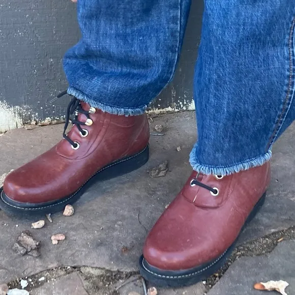 NWOT ILSE JACOBSEN hornbæk Short Rubber Rain Boots Lined Brick Red SZ: 9 (39)