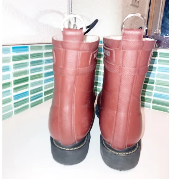 NWOT ILSE JACOBSEN hornbæk Short Rubber Rain Boots Lined Brick Red SZ: 9 (39)