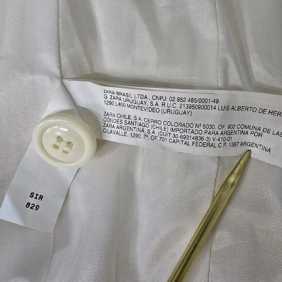 NWOT ZARA Basic Coat Peacoat Women S Cream/ Ivory Wool Belted Shawl Stand Collar