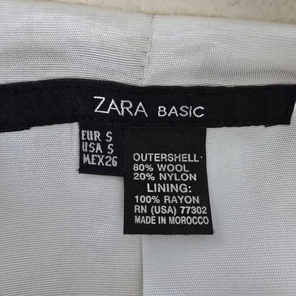 NWOT ZARA Basic Coat Peacoat Women S Cream/ Ivory Wool Belted Shawl Stand Collar