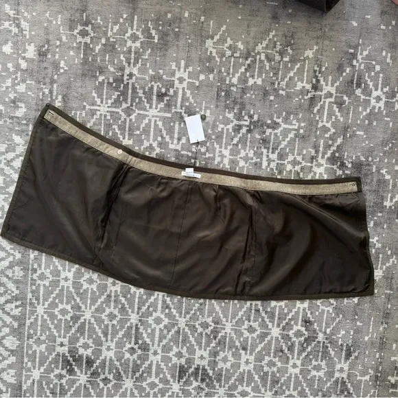NWT 4 Charlotte Ronson Wrap Mini Skirt Tweed Twill Brown Tan faux suede pockets