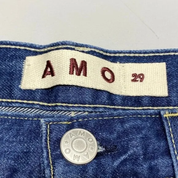 NWT Amo Womens Jeans Stunner Blue Size 29 Billie Loose Fit Straight Leg Ankle