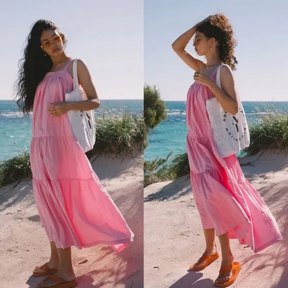 NWT ARAMINTA JAMES Sunset Tiered Dress Pink X-Large