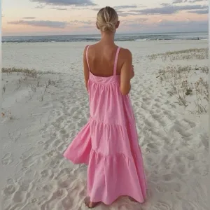 NWT ARAMINTA JAMES Sunset Tiered Dress Pink X-Large