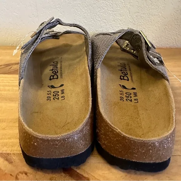 NWT Betula Birkenstock Faux Snake Skin Sandals With Crystal‎ Buckles Size 39