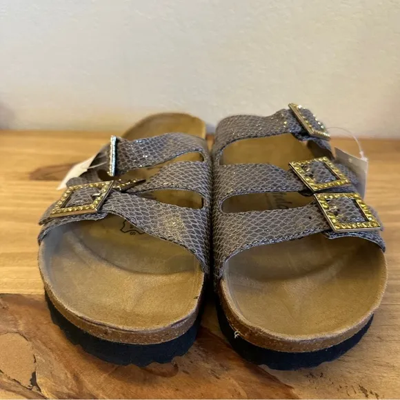 NWT Betula Birkenstock Faux Snake Skin Sandals With Crystal‎ Buckles Size 39