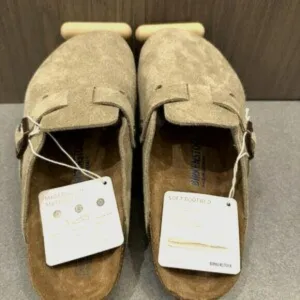 NWT  Birkenstock Boston Soft Footbed Suede Taupe Shoes