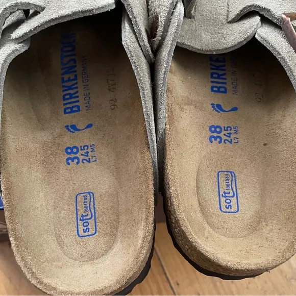 NWT Birkenstock Boston Taupe Narrow soft footbed size 38 women’s 7 suede leather