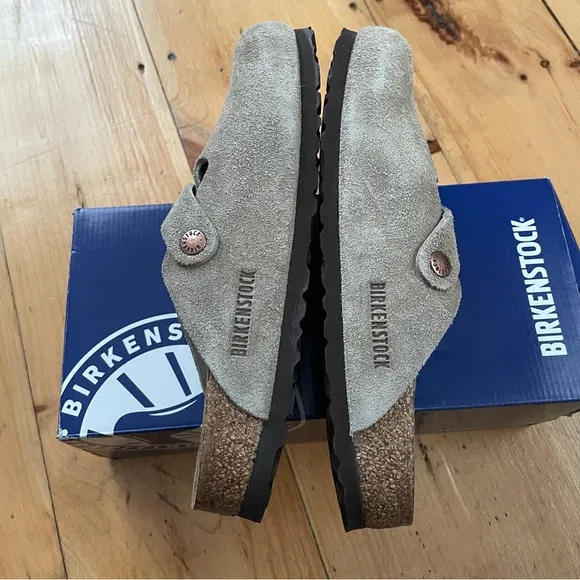 NWT Birkenstock Boston Taupe Narrow soft footbed size 38 women’s 7 suede leather