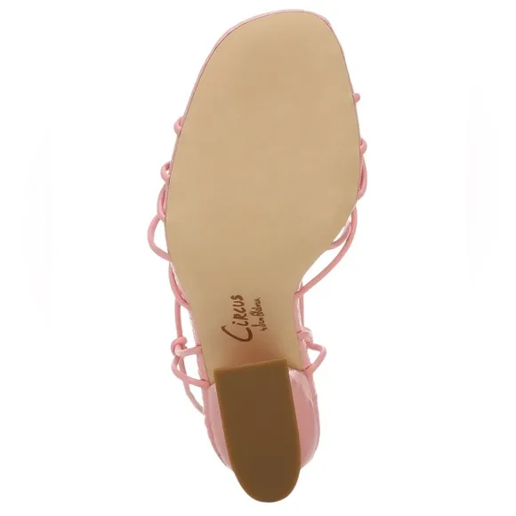 NWT CIRCUS NY BY SAM EDELMAN PINK BLANCHE LACE-UP SANDAL HEELS WOMENS SIZE 8
