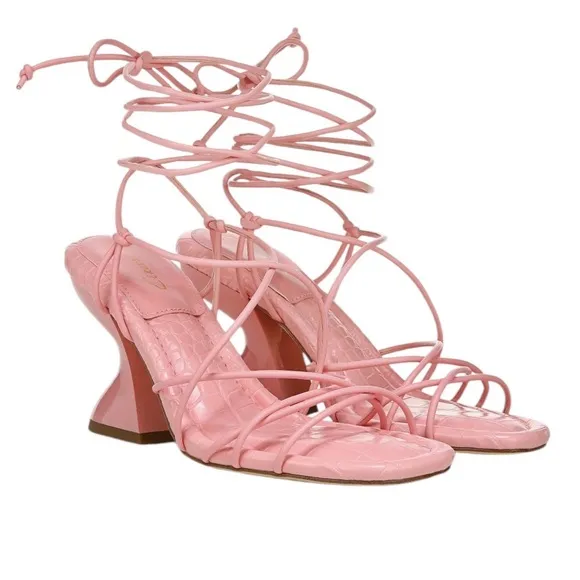 NWT CIRCUS NY BY SAM EDELMAN PINK BLANCHE LACE-UP SANDAL HEELS WOMENS SIZE 8