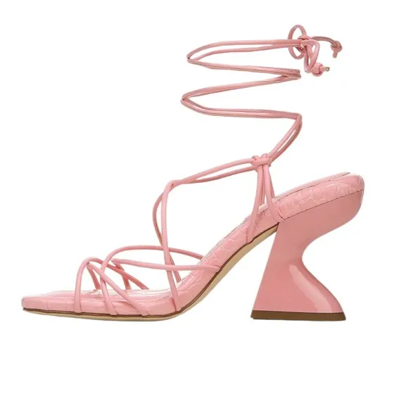 NWT CIRCUS NY BY SAM EDELMAN PINK BLANCHE LACE-UP SANDAL HEELS WOMENS SIZE 8