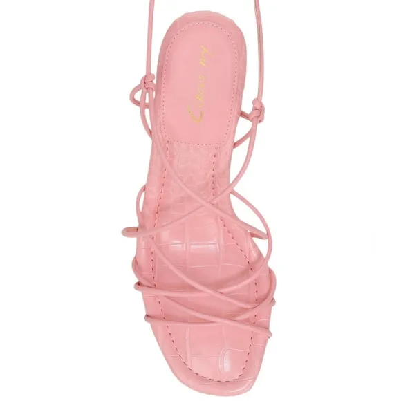 NWT CIRCUS NY BY SAM EDELMAN PINK BLANCHE LACE-UP SANDAL HEELS WOMENS SIZE 8