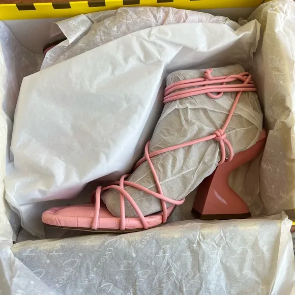 NWT CIRCUS NY BY SAM EDELMAN PINK BLANCHE LACE-UP SANDAL HEELS WOMENS SIZE 8