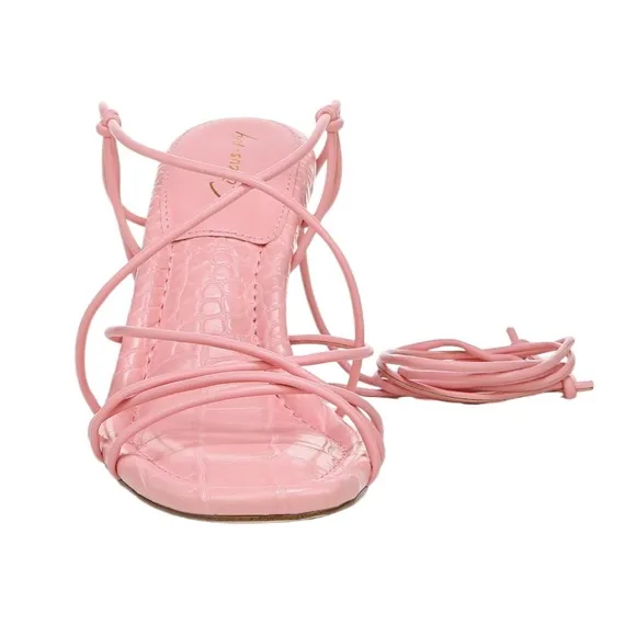 NWT CIRCUS NY BY SAM EDELMAN PINK BLANCHE LACE-UP SANDAL HEELS WOMENS SIZE 8