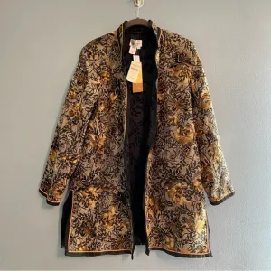 NWT Coldwater Creek Harvest Hues Fall Reversible Duster Tapestry Jacket Sz M P
