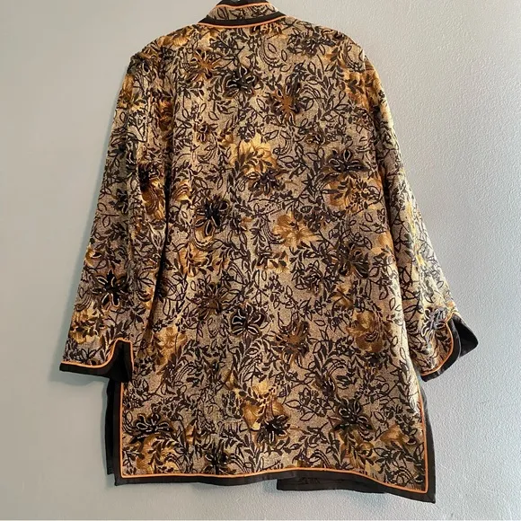 NWT Coldwater Creek Harvest Hues Fall Reversible Duster Tapestry Jacket Sz M P